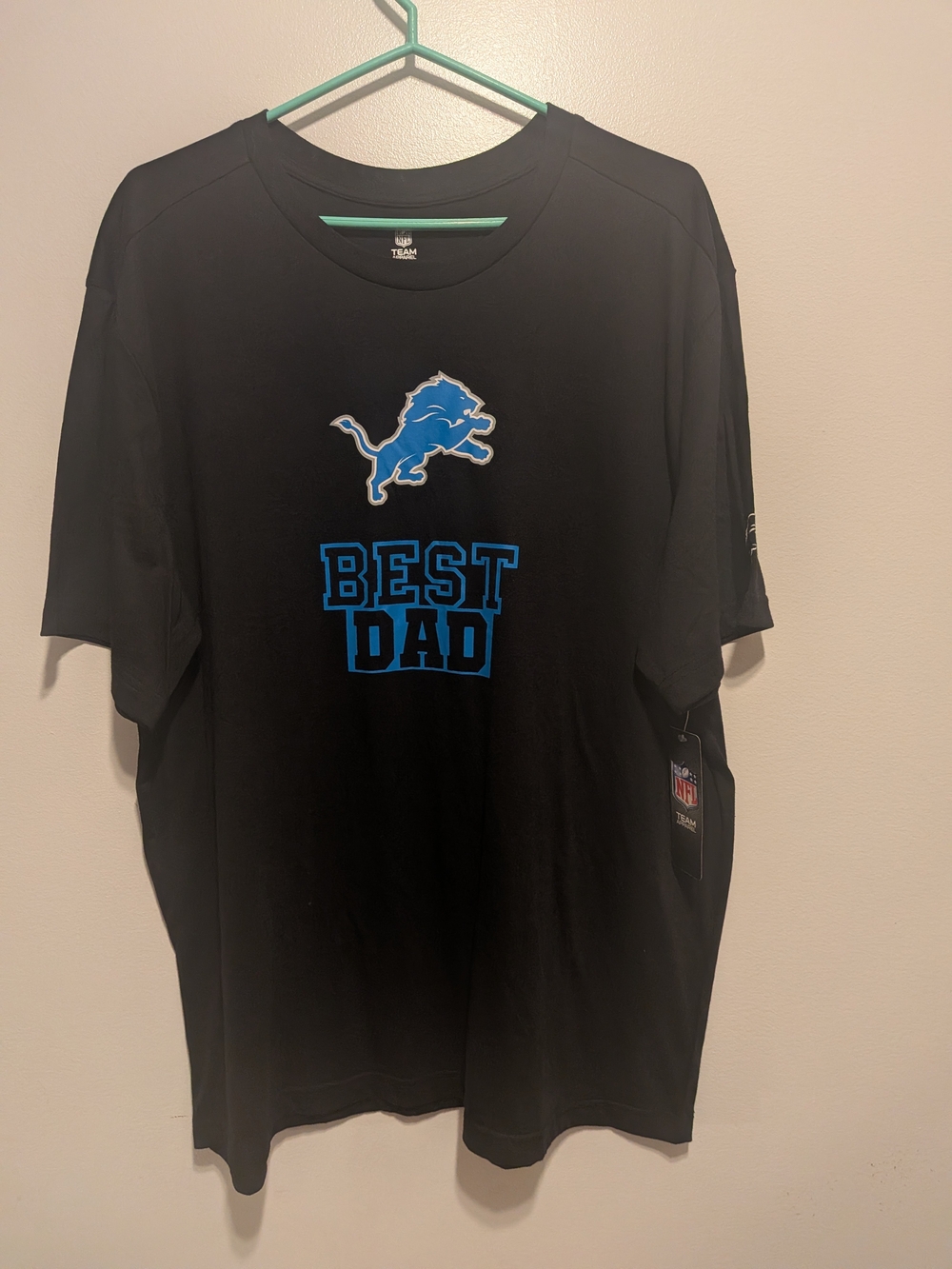 NFL Black Detroit Lions 'Best Dad' Short-Sleeve Tee with Blue Logo